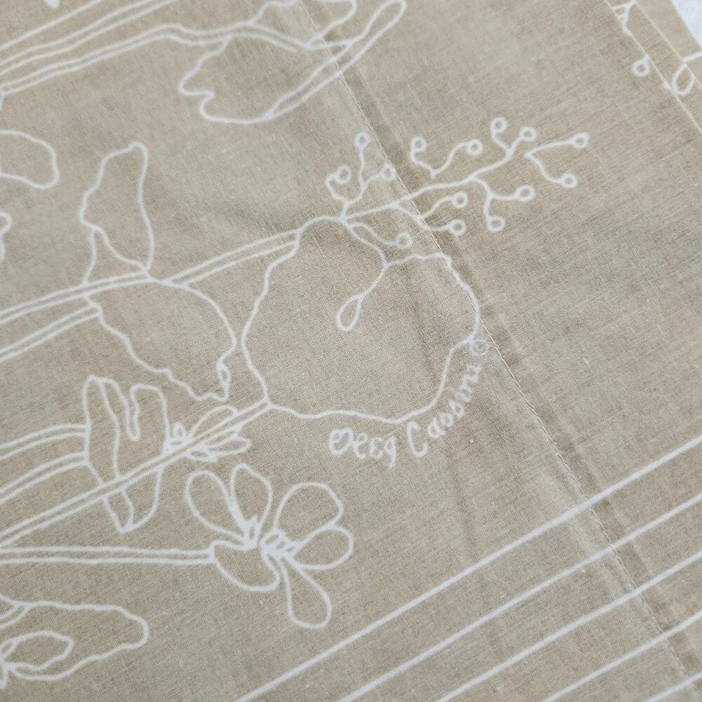 Oleg Cassini Vintage King Size Flat Sheet Brown Retro Flowers Hippie Boho